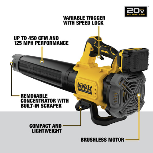 Dewalt 20V MAX XR Brushless Lithium-Ion Cordless Handheld Blower Kit (5 Ah) - DCBL722P1