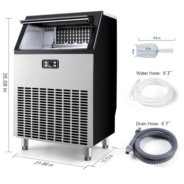EUHOMY Commercial Ice Maker Machine, 200lbs Daily Output, Under Counter ice Machine with 65lbs Ice Storage Capacity, Perfect for Home/Bar/Restaurant/Outdoor Activities(Stainless Steel) - Image 5