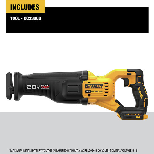 Dewalt 20V MAX Brushless Lithium-Ion Cordless Reciprocating Saw with FLEXVOLT ADVANTAGE (Tool Only) - DCS386B