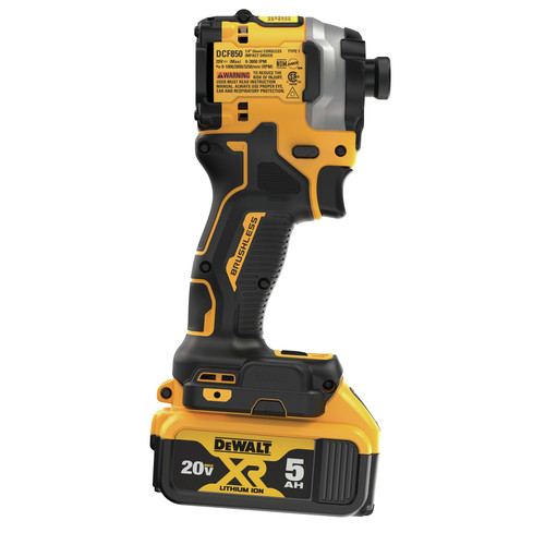 Dewalt DCF850P1 ATOMIC 20V MAX Brushless Lithium-Ion 1/4 in. Cordless 3-Speed Impact Driver Kit (5 Ah)
