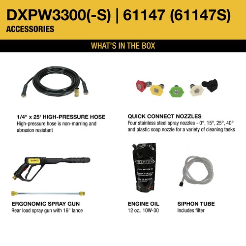 Dewalt DXPW3300S 3300 PSI 2.4 GPM Gas Cold Water Pressure Washer