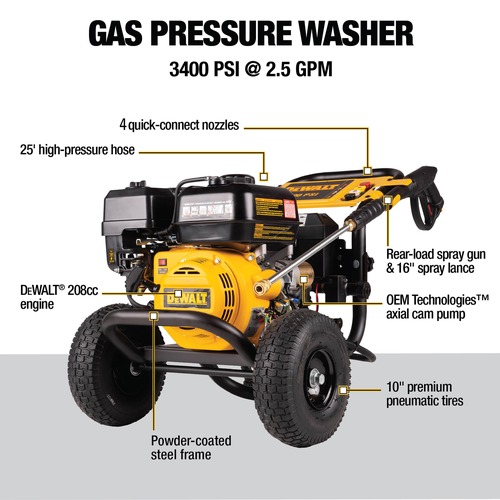Dewalt 3400 PSI at 2.5 GPM Cold Water Gas Pressure Washer with Electric Start - 61110S