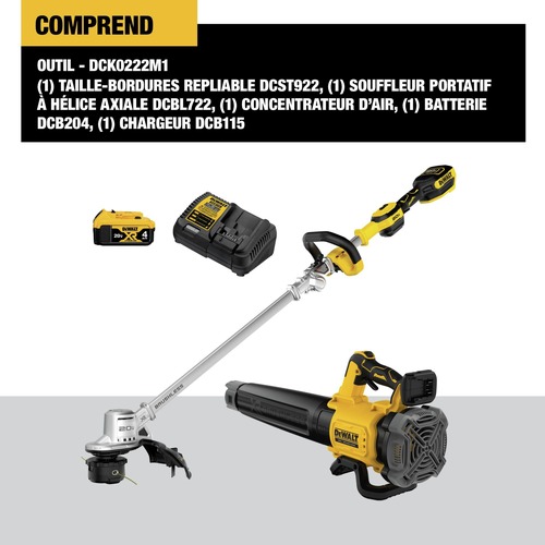 Factory Reconditioned Dewalt 20V MAX XR Brushless Lithium-Ion 14 in. Cordless Folding String Trimmer/Handheld Blower Combo Kit (4 Ah) - DCKO222M1R
