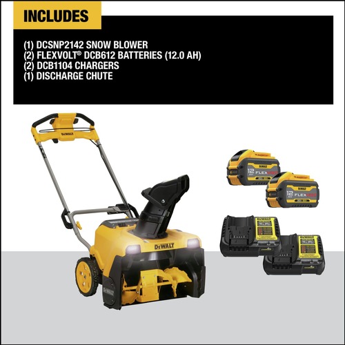 Dewalt DCSNP2142Y2 60V MAX Lithium-Ion Brushless 21 in. Cordless Single Stage Snow Blower Kit - DWLDCSNP2142Y2