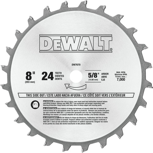 Dewalt 8 in. 24 Tooth Stacked Dado Set - DW7670