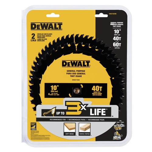 Dewalt (2-Pack) 10 in. 40T/60T General Purpose Circular Saw Blades Combo Pack - DWA110CMB