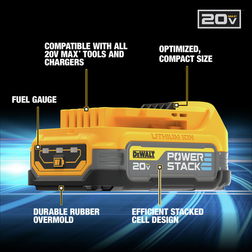 Dewalt DCBP034C 20V MAX POWERSTACK Compact Lithium-Ion Battery and Charger Starter Kit (1.7 Ah)