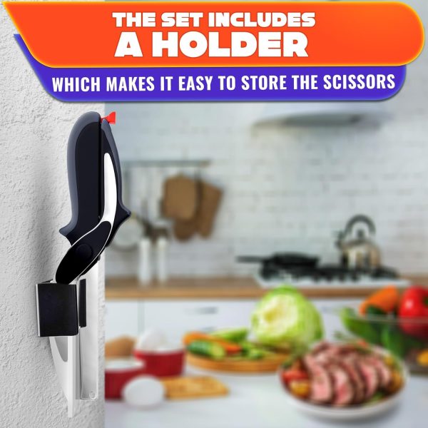 Kitchen Scissors for Food – 2-in-1 Cutting Board Scissors & Knife with Locking Mechanism & Stainless Steel Blades – Multifunctional Kitchen Shears for Effortless Chopping, Slicing & Meal Prep - Image 3