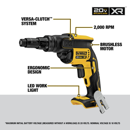 Dewalt 20V MAX XR Brushless Lithium-Ion Cordless Versa-Clutch Adjustable Torque Screwgun (Tool Only) - DCF622B