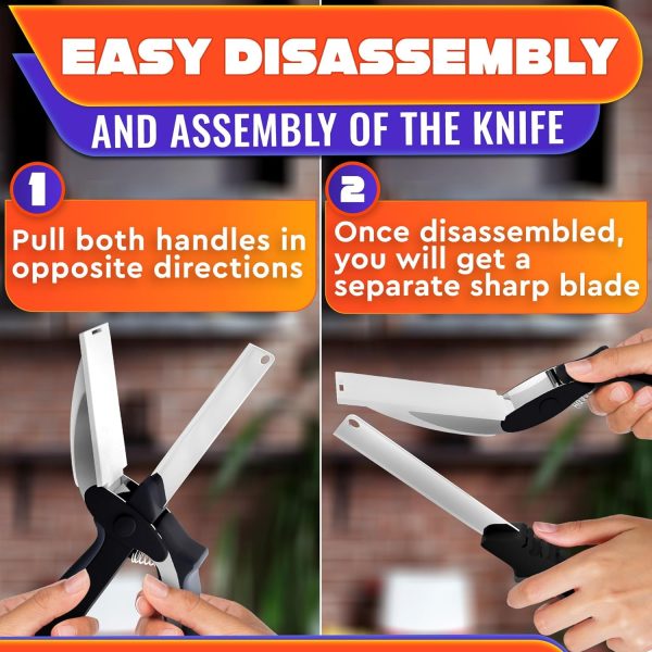 Kitchen Scissors for Food – 2-in-1 Cutting Board Scissors & Knife with Locking Mechanism & Stainless Steel Blades – Multifunctional Kitchen Shears for Effortless Chopping, Slicing & Meal Prep - Image 6