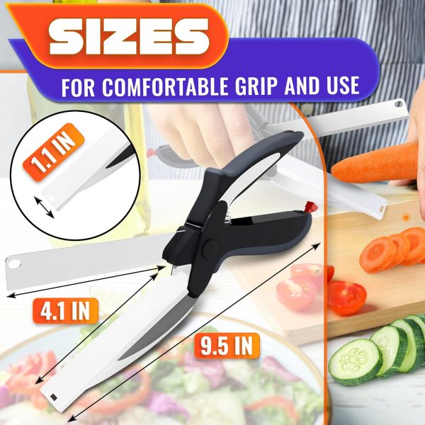 Kitchen Scissors for Food – 2-in-1 Cutting Board Scissors & Knife with Locking Mechanism & Stainless Steel Blades – Multifunctional Kitchen Shears for Effortless Chopping, Slicing & Meal Prep - Image 9