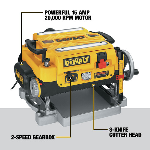 Dewalt DW735 120V 15 Amp 13 in. Corded Three Knife Two Speed Thickness Planer
