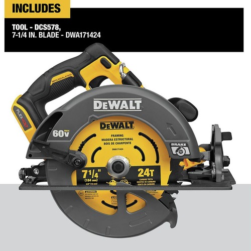 Factory Reconditioned Dewalt 60V MAX FLEXVOLT Brushless Lithium-Ion 7-1/4 in. Cordless Circular Saw with Brake (Tool Only) - DCS578BR