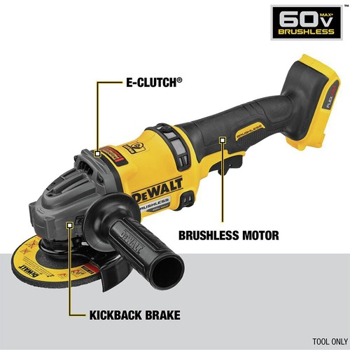 Factory Reconditioned Dewalt FLEXVOLT 60V MAX Brushless Lithium-Ion 4-1/2 in. - 6 in. Cordless Grinder with Kickback Brake (Tool Only) - DCG418BR