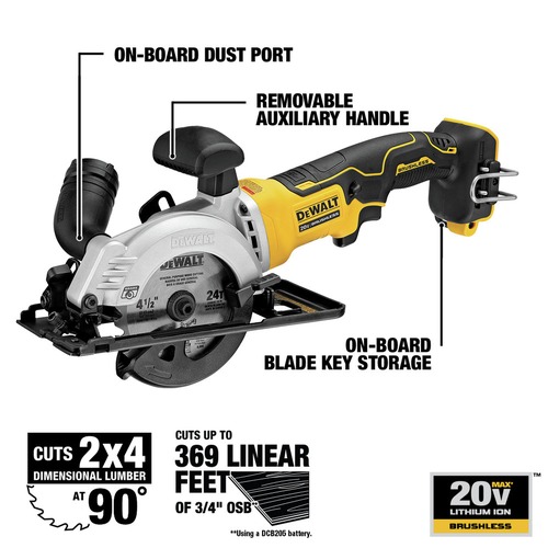 Dewalt 20V MAX ATOMIC Brushless 4-1/2 in. Cordless Circular Saw (Tool Only) - DCS571B