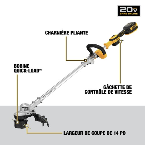Factory Reconditioned Dewalt 20V MAX XR Brushless Lithium-Ion 14 in. Cordless Folding String Trimmer/Handheld Blower Combo Kit (4 Ah) - DCKO222M1R