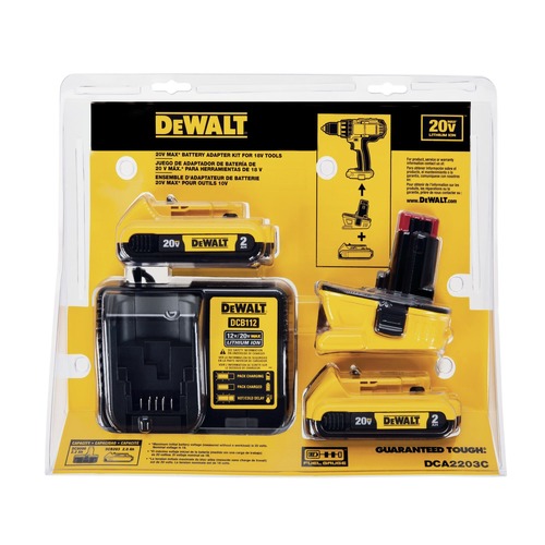 Dewalt 20V MAX Lithium-Ion Battery/Charger/Adapter Kit for 18V Cordless Tools with 2 Batteries (2 Ah) - DCA2203C