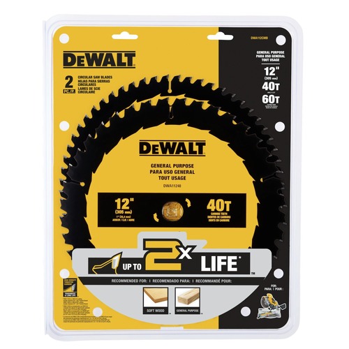 Dewalt 40T/60T 12 in. Large Diameter Circular Saw Blades Combo Pack - DWA112CMB