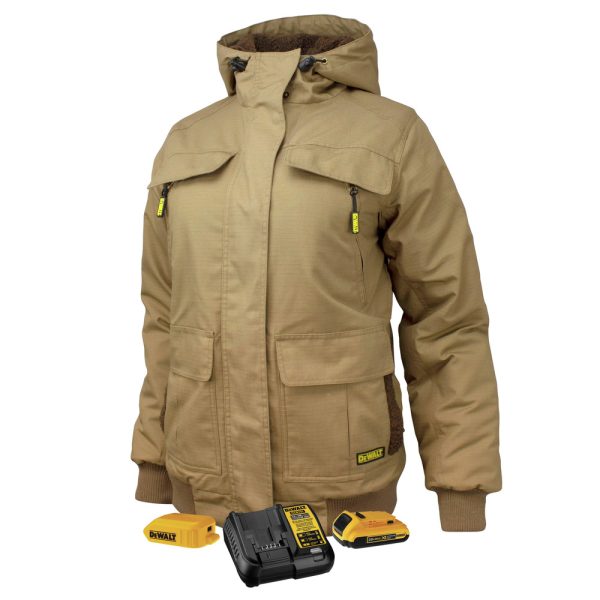 Dewalt 20V Lithium-Ion Cordless Women's Heavy Duty Ripstop Heated Jacket (2 Ah) - X-Large, Dune - DCHJ092D1-XL