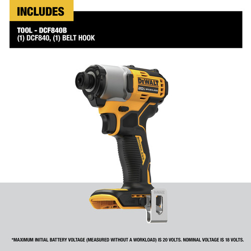 Dewalt 20V MAX Brushless Lithium-Ion 1/4 in. Cordless Impact Driver (Tool Only) - DCF840B