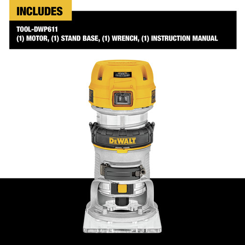 Dewalt 110V 7 Amp 1-1/4 HP Variable Speed Max Torque Corded Compact Router - DWP611