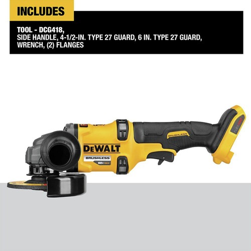 Factory Reconditioned Dewalt FLEXVOLT 60V MAX Brushless Lithium-Ion 4-1/2 in. - 6 in. Cordless Grinder with Kickback Brake (Tool Only) - DCG418BR