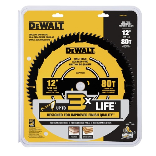 Dewalt 12 in. 80T Tungsten Carbide-Tipped Steel Fine Finish Circular Saw Blade - DWA11280