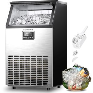 EUHOMY Commercial Ice Maker Machine, 200lbs Daily Output, Under Counter ice Machine with 65lbs Ice Storage Capacity, Perfect for Home/Bar/Restaurant/Outdoor Activities(Stainless Steel)
