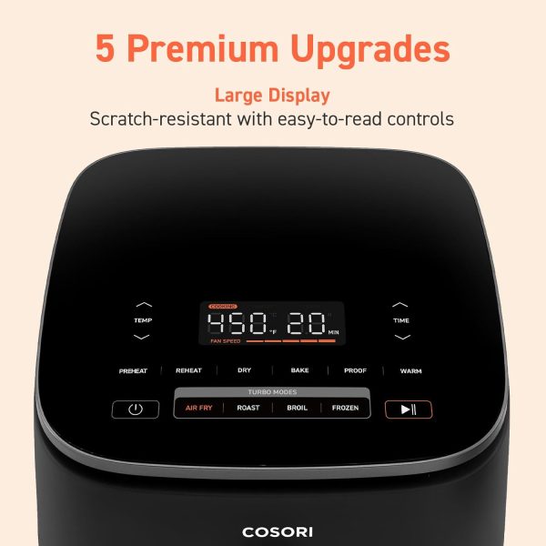 COSORI Air Fryer 9-in-1, Compact & Large 6-Qt, Fast Turbo Modes, 90–450°F Precise Heat for Even Results, Up to 95% Less Oil*, Roast, Bake, Dry, Reheat, Frozen, Broil, Proof, 120V, TurboBlaze, Grey - Image 9